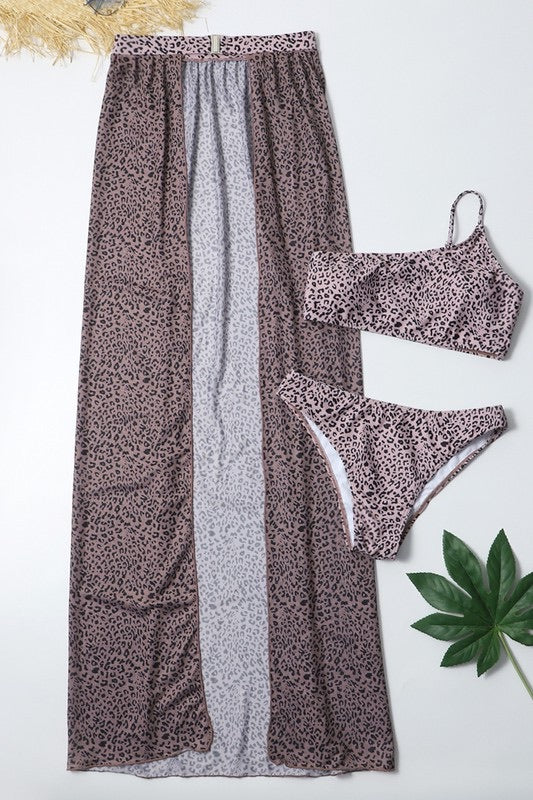 Bad Cheetah One Shoulder Bikini with Cover Skirt Large