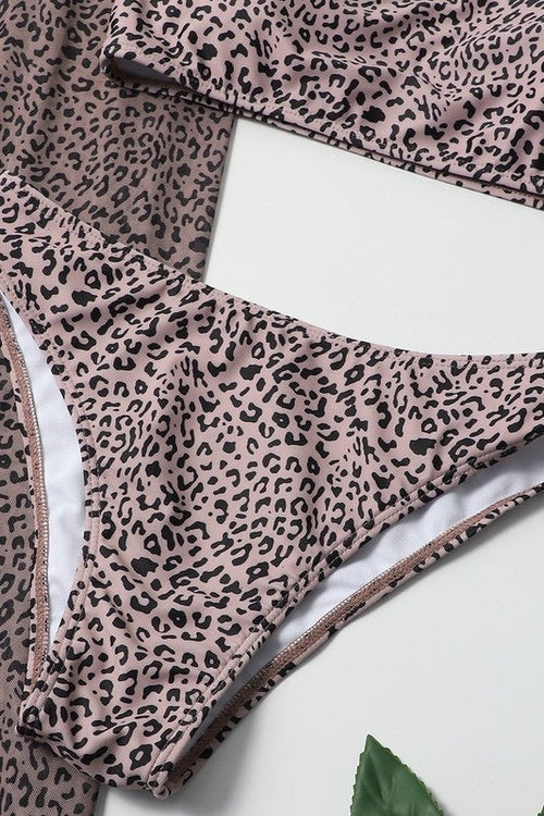 Bad Cheetah One Shoulder Bikini with Cover Skirt
