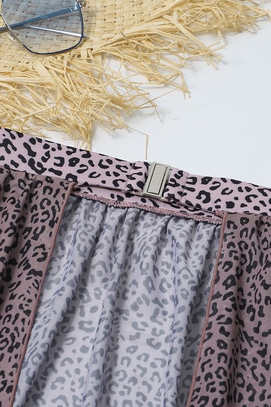 Bad Cheetah One Shoulder Bikini with Cover Skirt