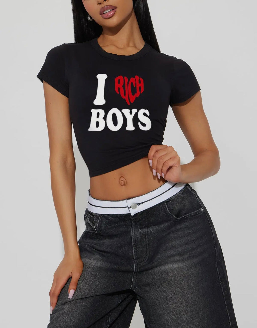 I Love Rich Boys Baddie Top Black