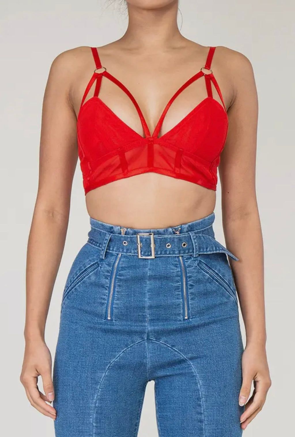Robin Baddie Bralette Bustier Top Red Gold