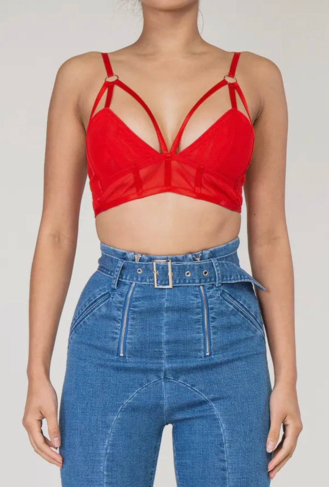 Robin Baddie Bralette Bustier Top Red Gold