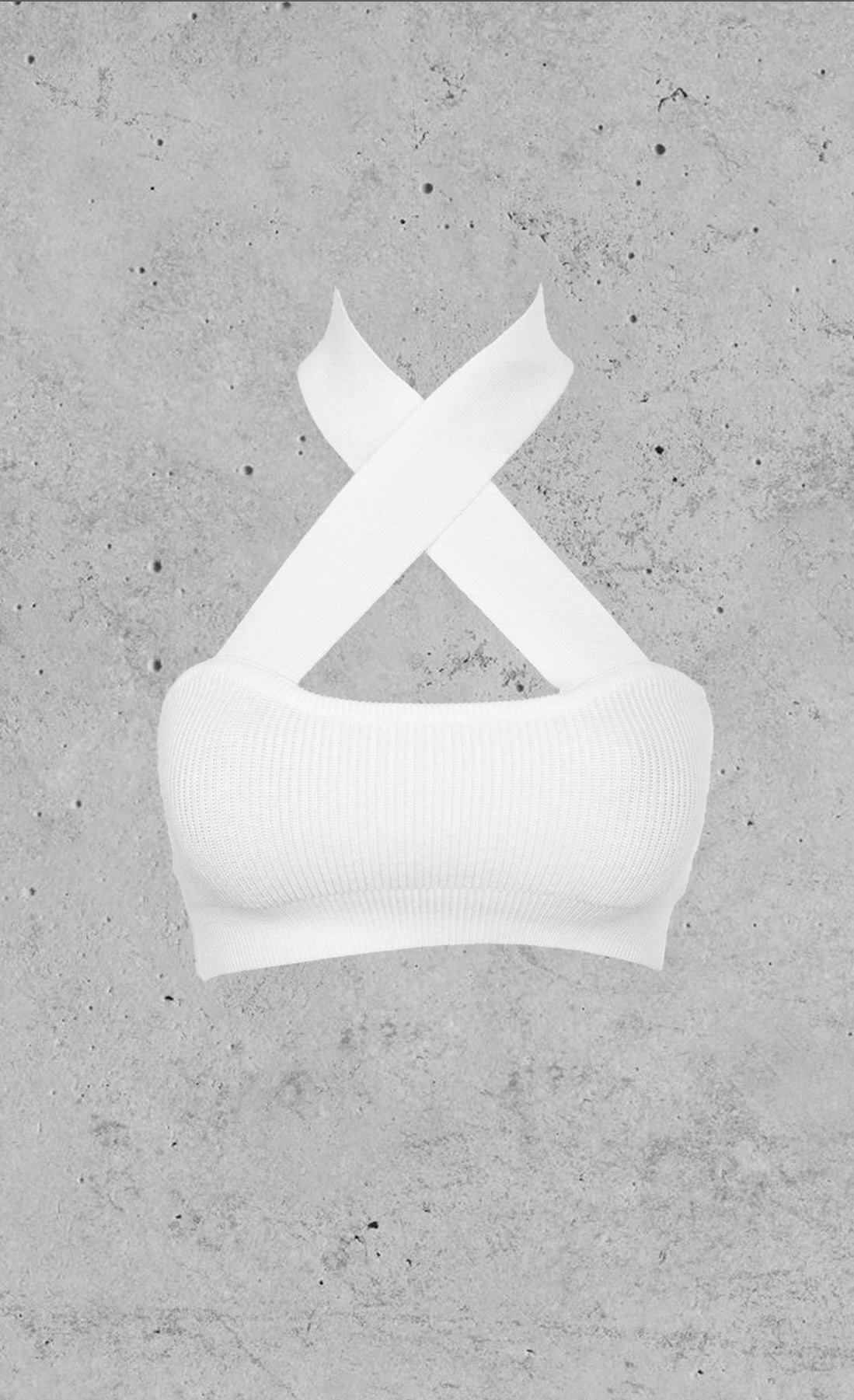 Baddie White Rib Twist Halter Top White Large