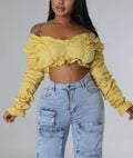 Savanna Ruched Baddie Top Yellow