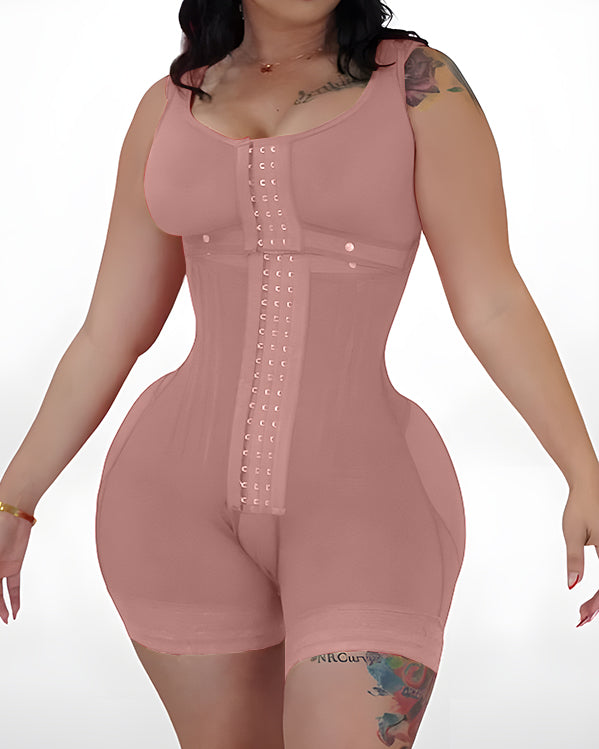 Steel Bone Hourglass Shaping Sleeveless Full Body Shaper RosyBrown