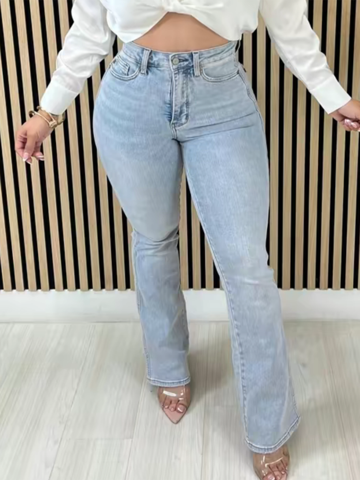 High Rise Belly Control Flare Jeans Lightblue