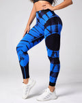 Seamless Tie Dye High Waisted Active Yoga Pants Blue