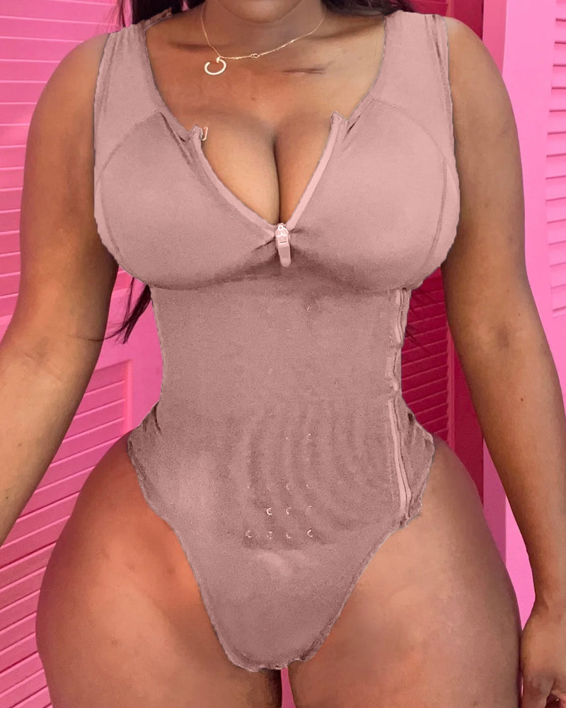 Stage 2 Side zipper Waist Cinching faja Waist Cinching Tummy Control shapewear RosyBrown