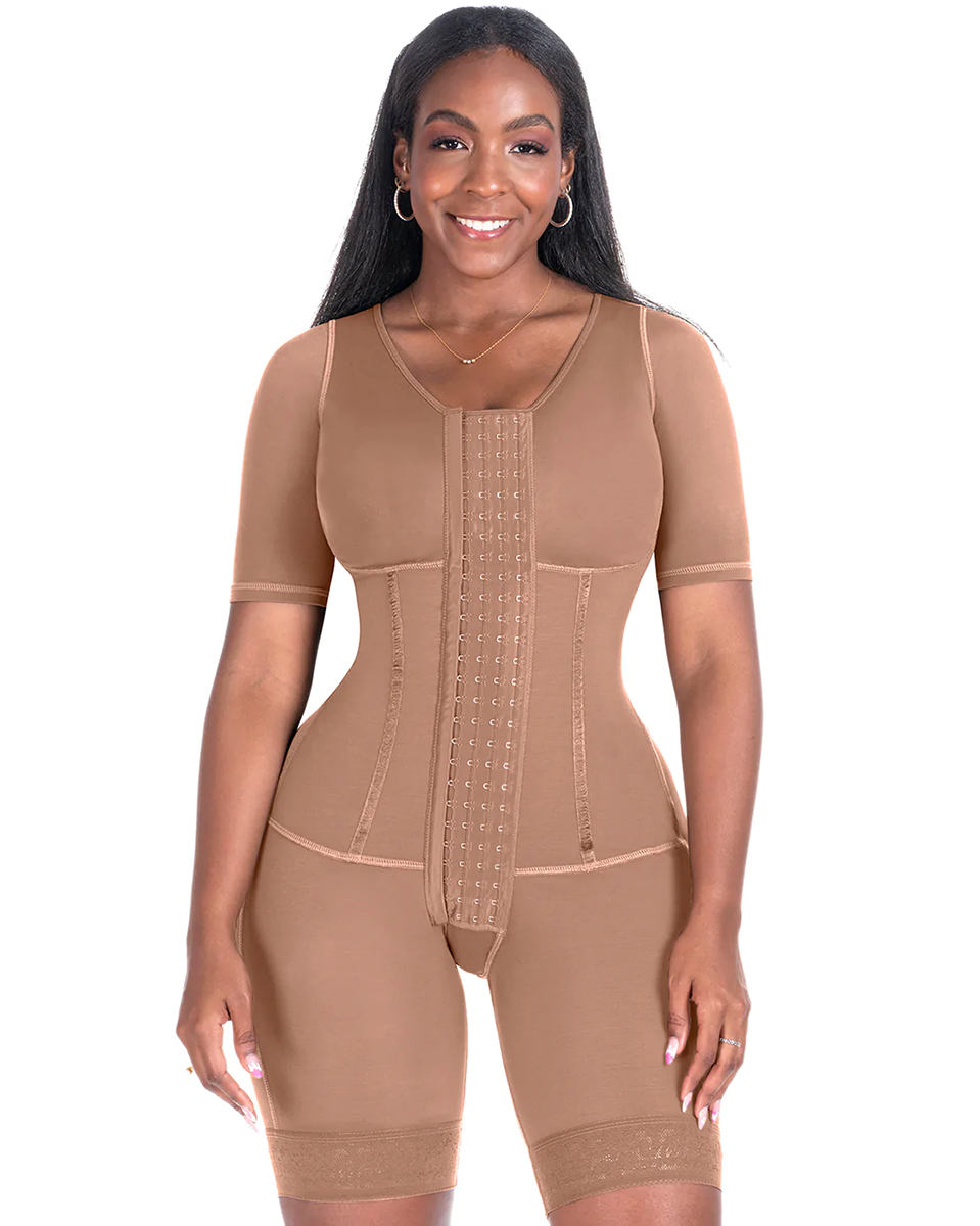 Mid Thigh With Attached Bra & Arms Shapewear Tan