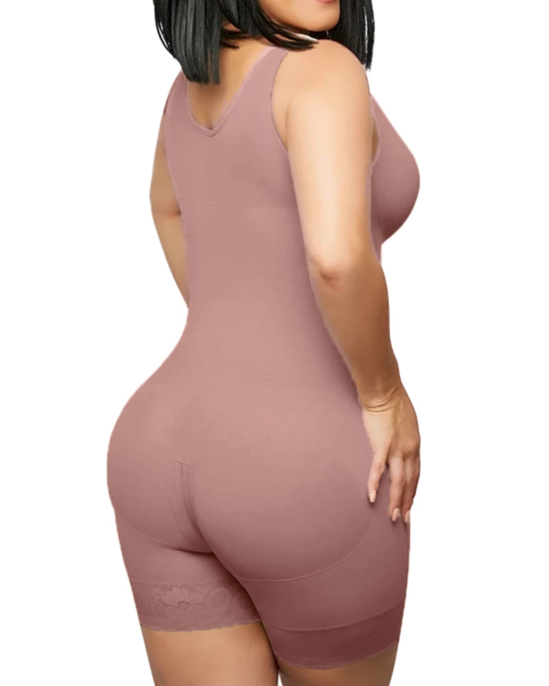 Compression Control Abdomen Buttoned Fitness Bodysuit