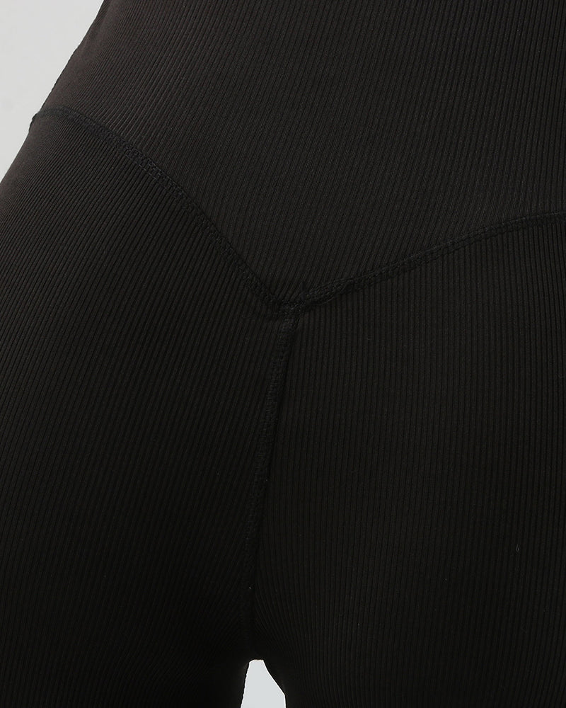 Fashion Ribbed Wide-leg Flared Yoga Leggings