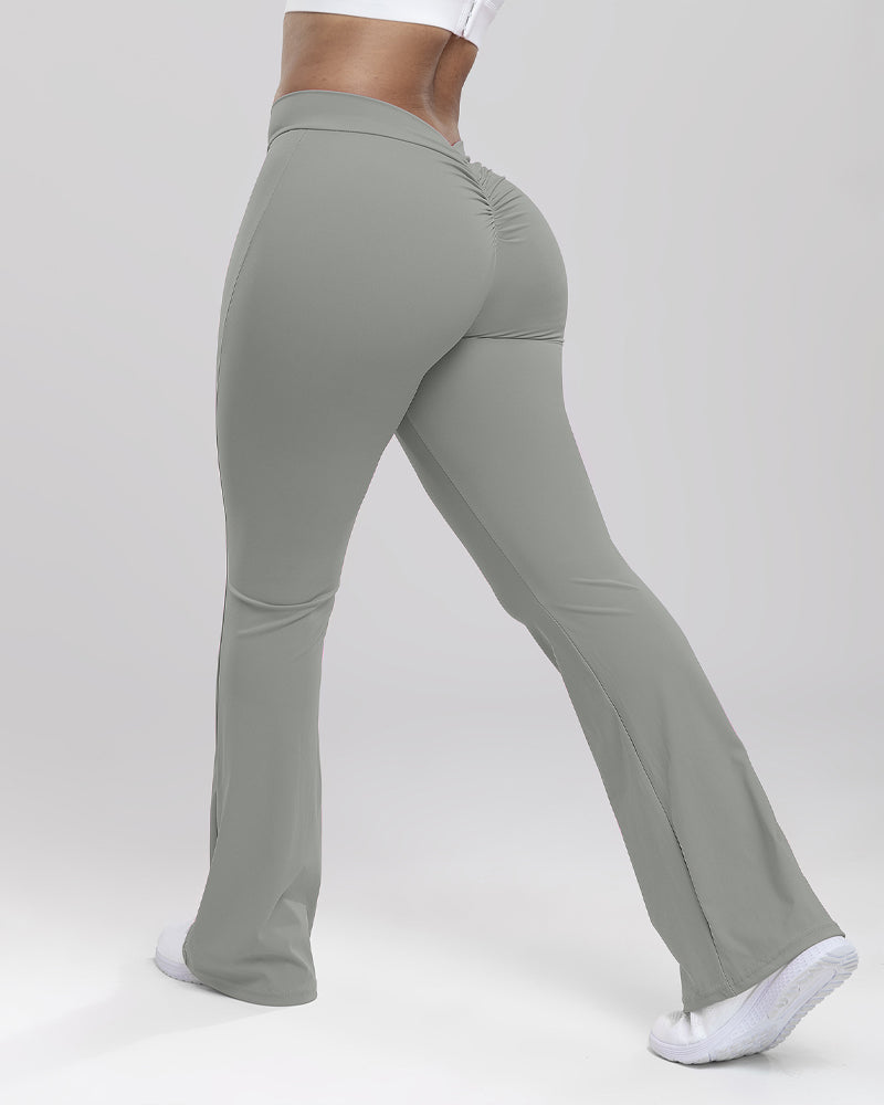 Women Fitness Legging Squat Proof Flared Yoga Pants Grey
