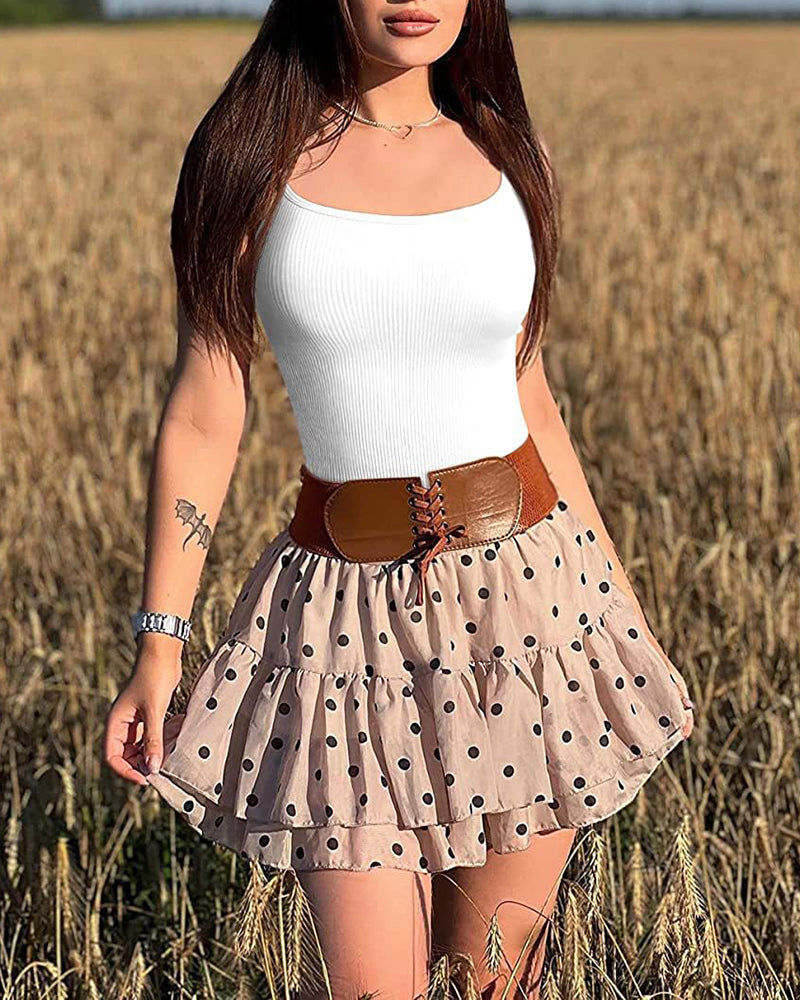 Sexy Ribbed Sleeveless Straps Bodysuit White
