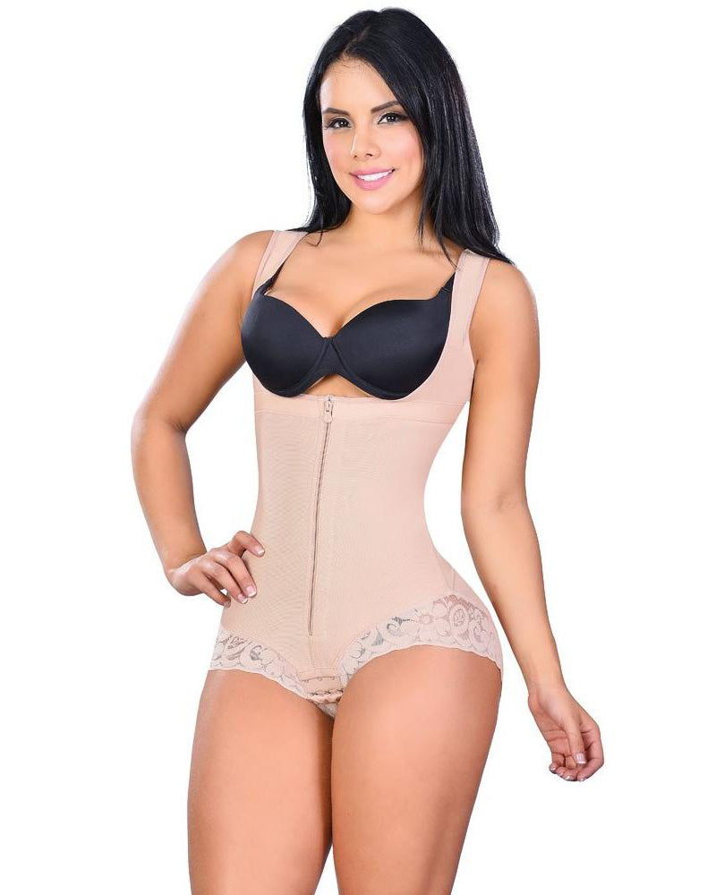 High Back Thick Straps Panty- High Compression Body Shaper Tan
