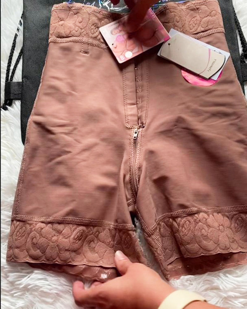 Hook-Eye Closure High Waist Shaping Shorts