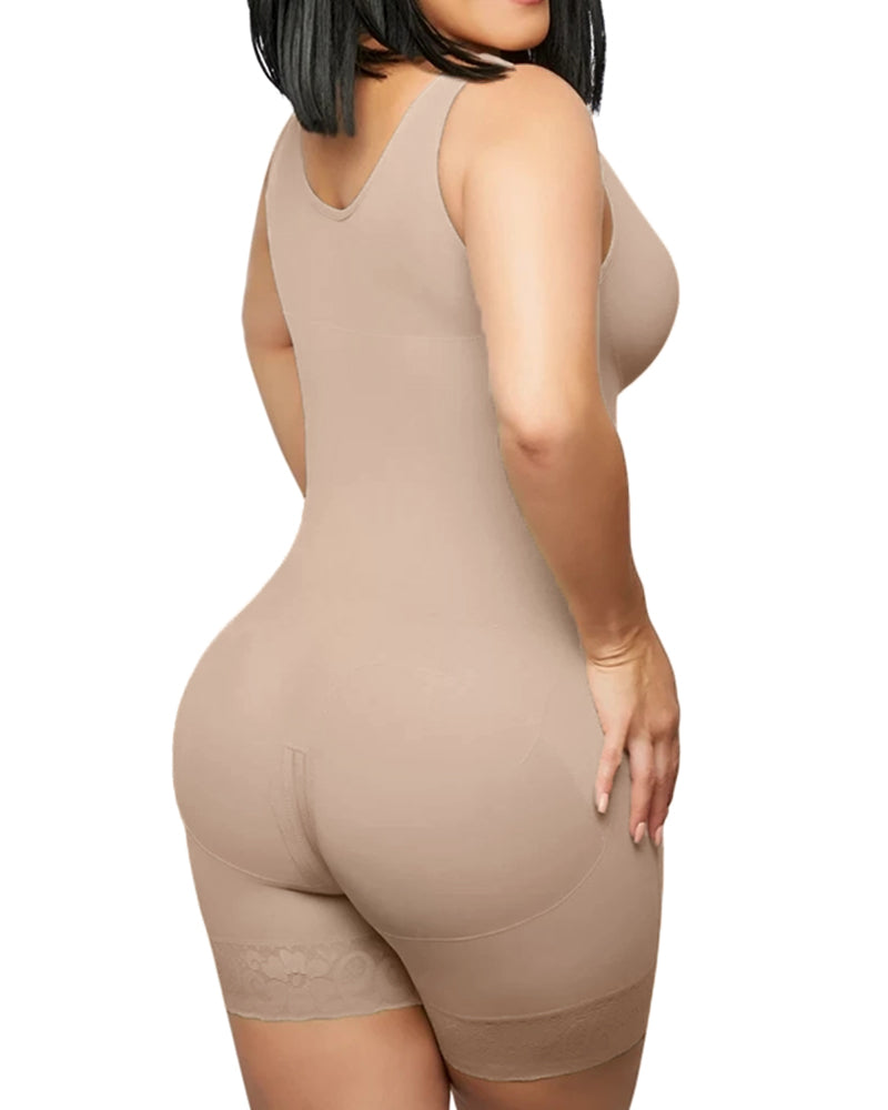 Compression Control Abdomen Buttoned Fitness Bodysuit