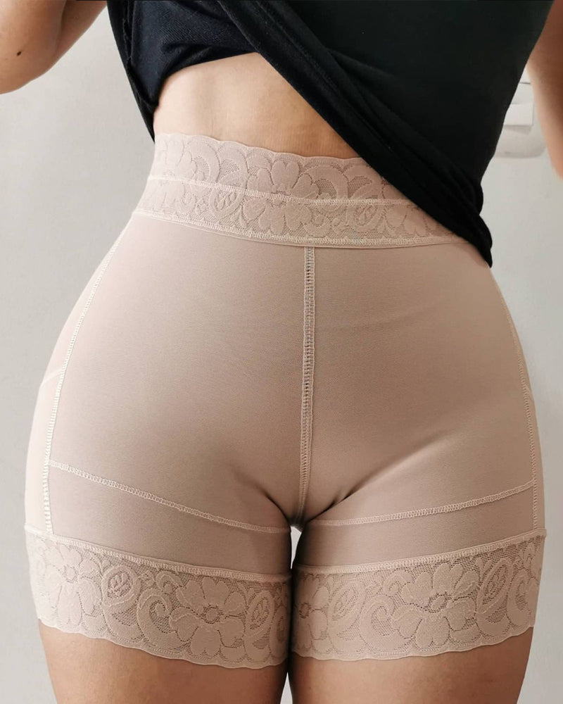 Postpartum Recovery Slimming Lace Butt Lifter Shorts Beige