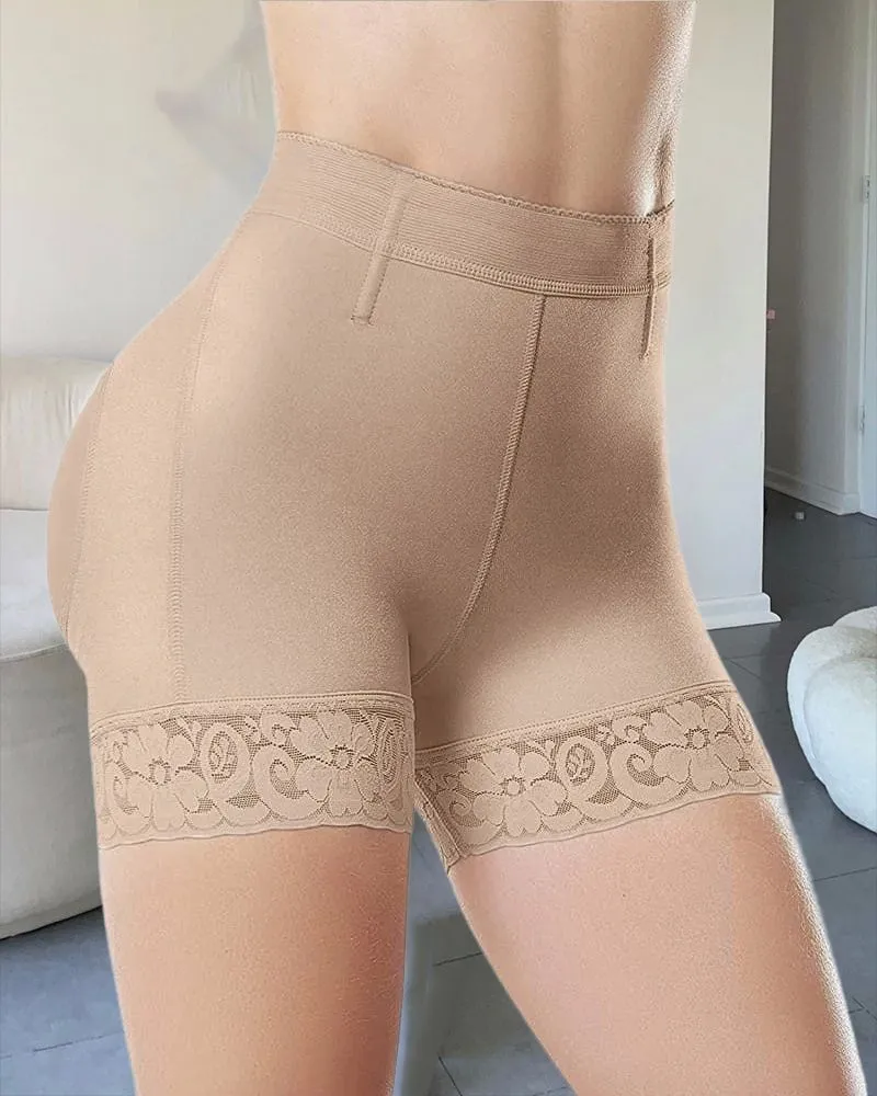 Women High Waist Hip Enhancer Butt Lift Shorts Tan