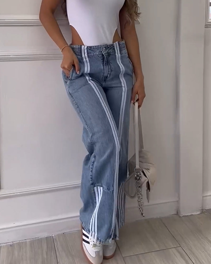 Loose Fit Jeans With Vertical Slits