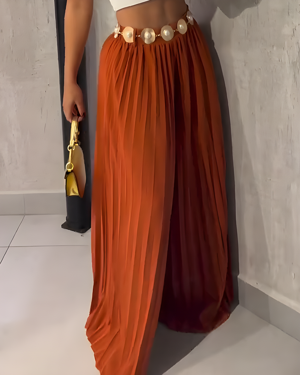Women's Casual Ruched Wide-Leg Pants