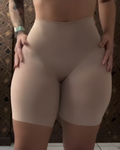 Mesh High Rise Tummy Control Shaping Shorts Tan