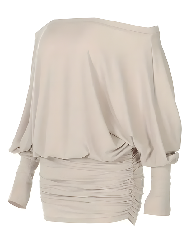 Long-Sleeved Off-the-Shoulder Slim-Fitting Mini Dress