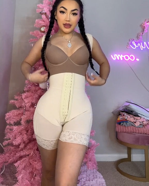 Women New Fashion Lace Curve Figure Shapewear Beige