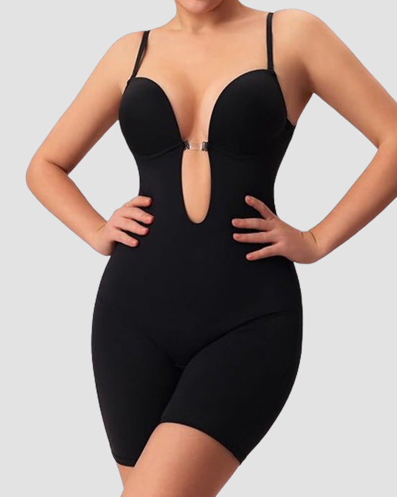 Backless Tummy Control Shapewear With Built In Bra Black
