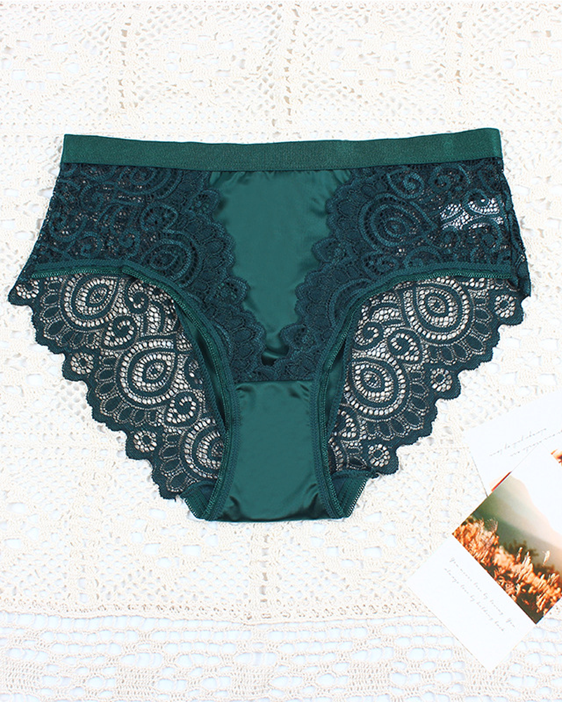 Sexy Lace-Trimmed Panties Green