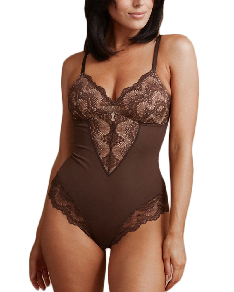 Fashion Sexy Sculpting Lace Bodysuit DarkRed