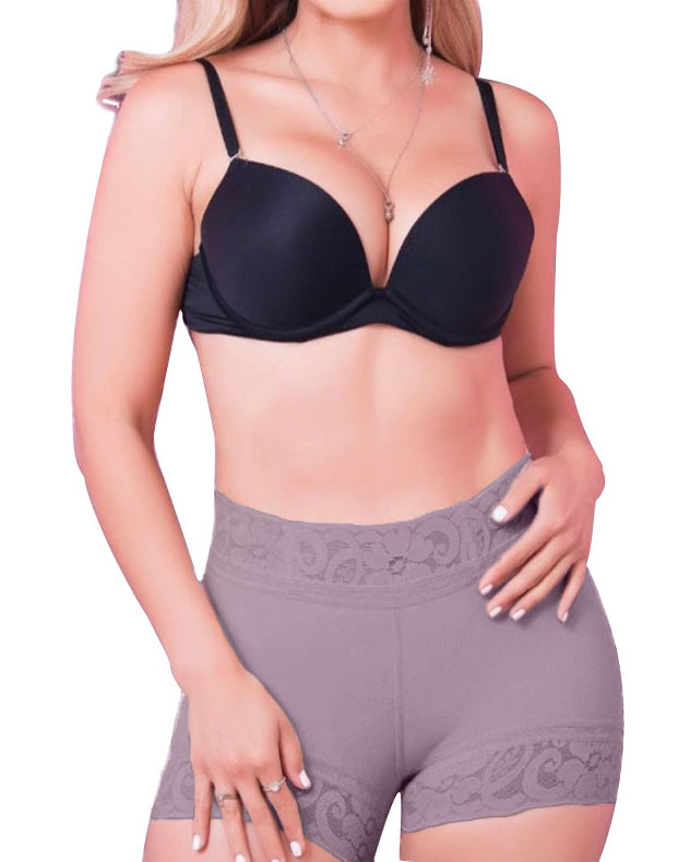 Hip Lace Plastic Butt Lifter Shorts Purple
