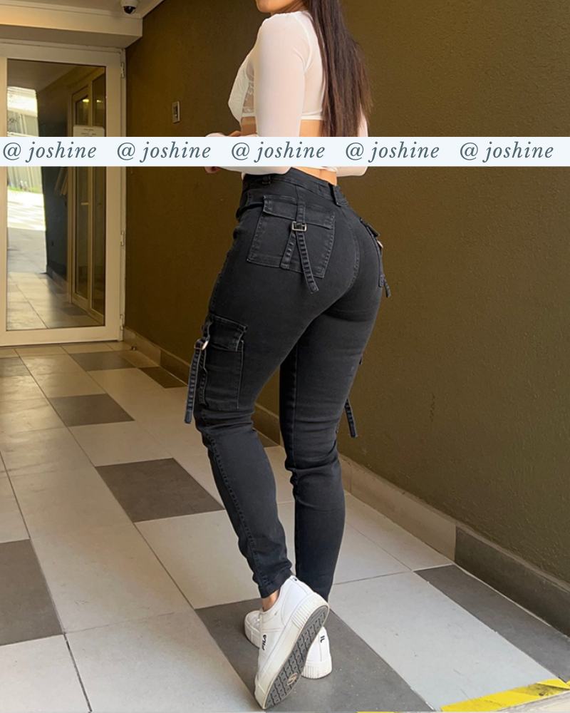 Light Blue Skinny Cargo Jeans