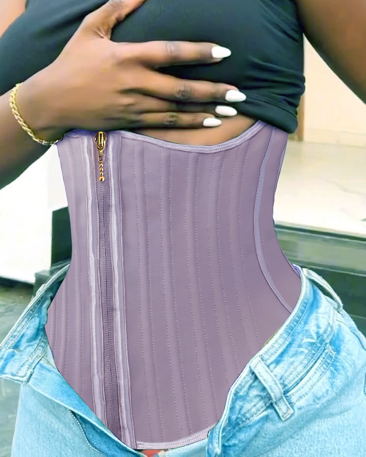 High Compression Steel Curve Zipper Waist Trainer Violet
