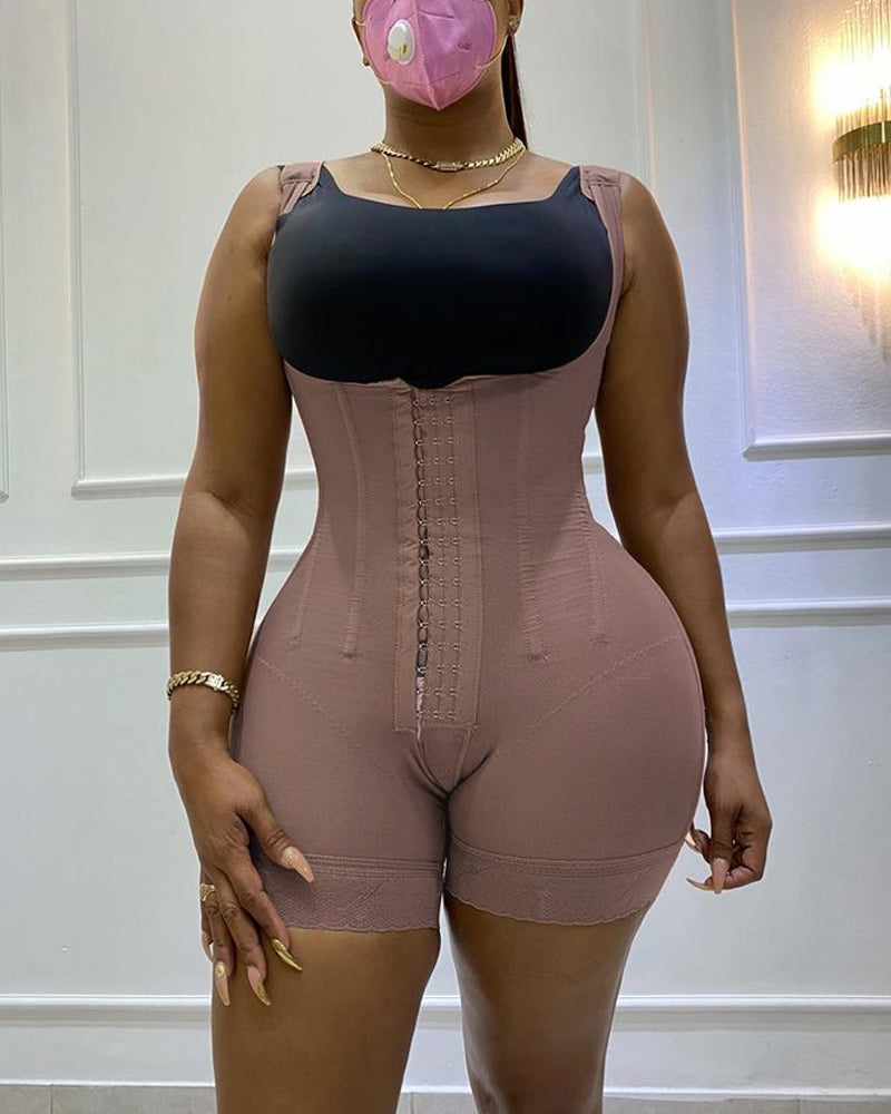 Fashion Double Pressure Abdominal Shaping Full Body Shapewear Purple