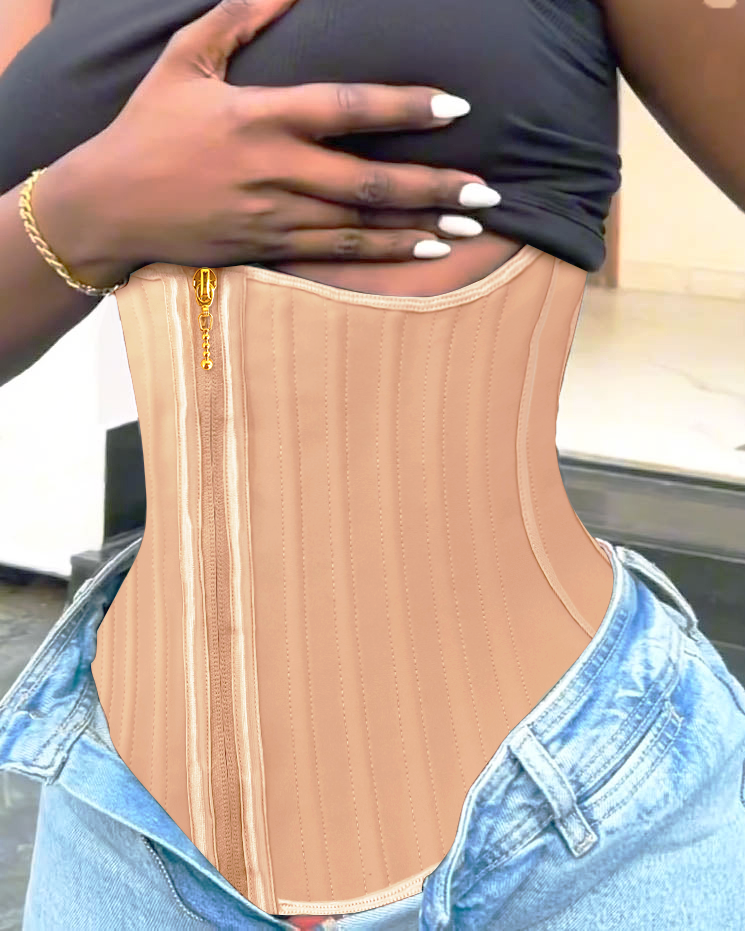 High Compression Steel Curve Zipper Waist Trainer Gold
