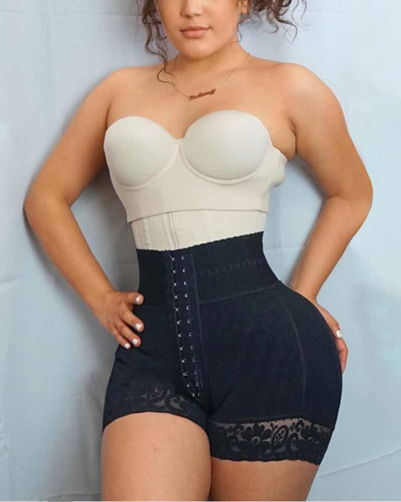 High Waisted Mid-Section Tummy Control Double Curvy Compression BBL Shorts Black