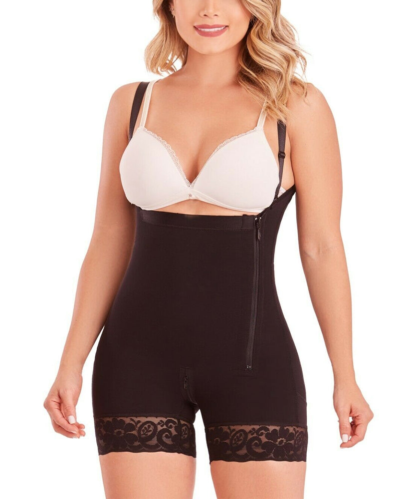 Side Zipper Strapless Slimming Shapewear Black