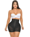 High Waist Push Up Short With 3 Rows Of Snaps And Enhancement Black