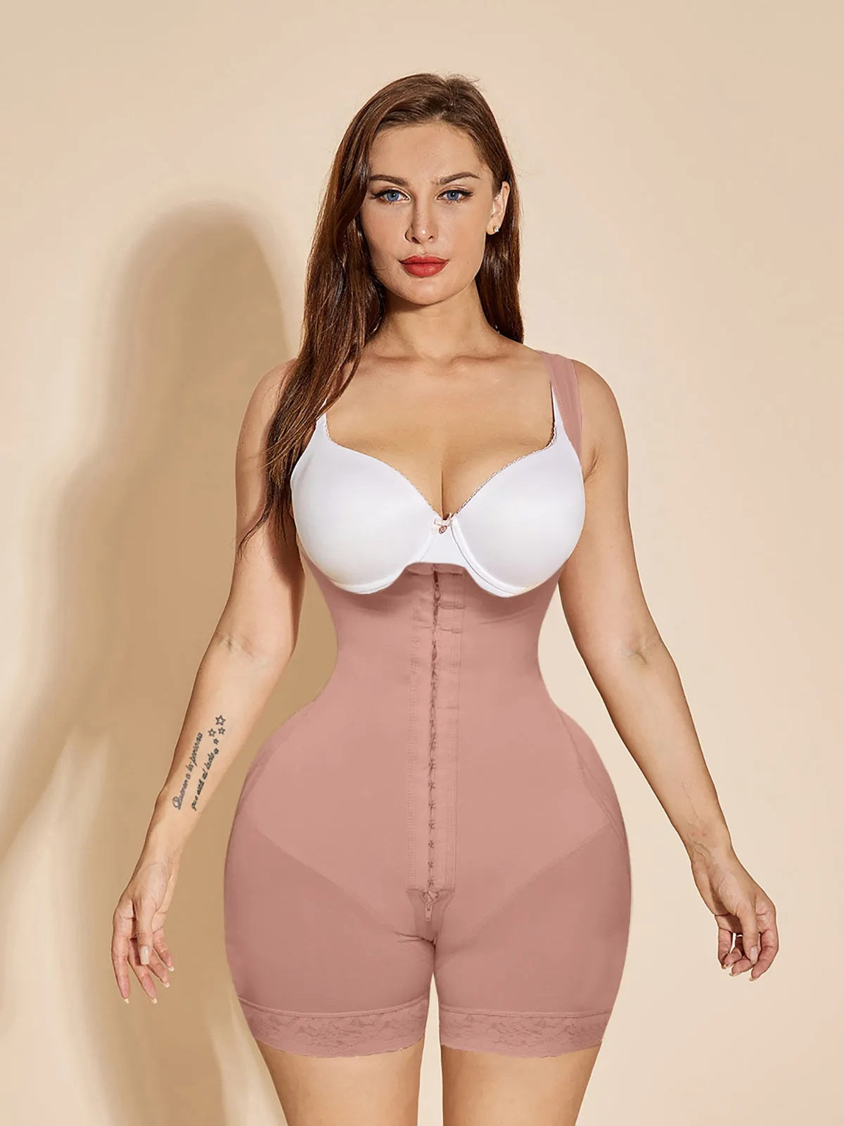 High Compression Tummy Control Slim Curvy Body Shaper RosyBrown