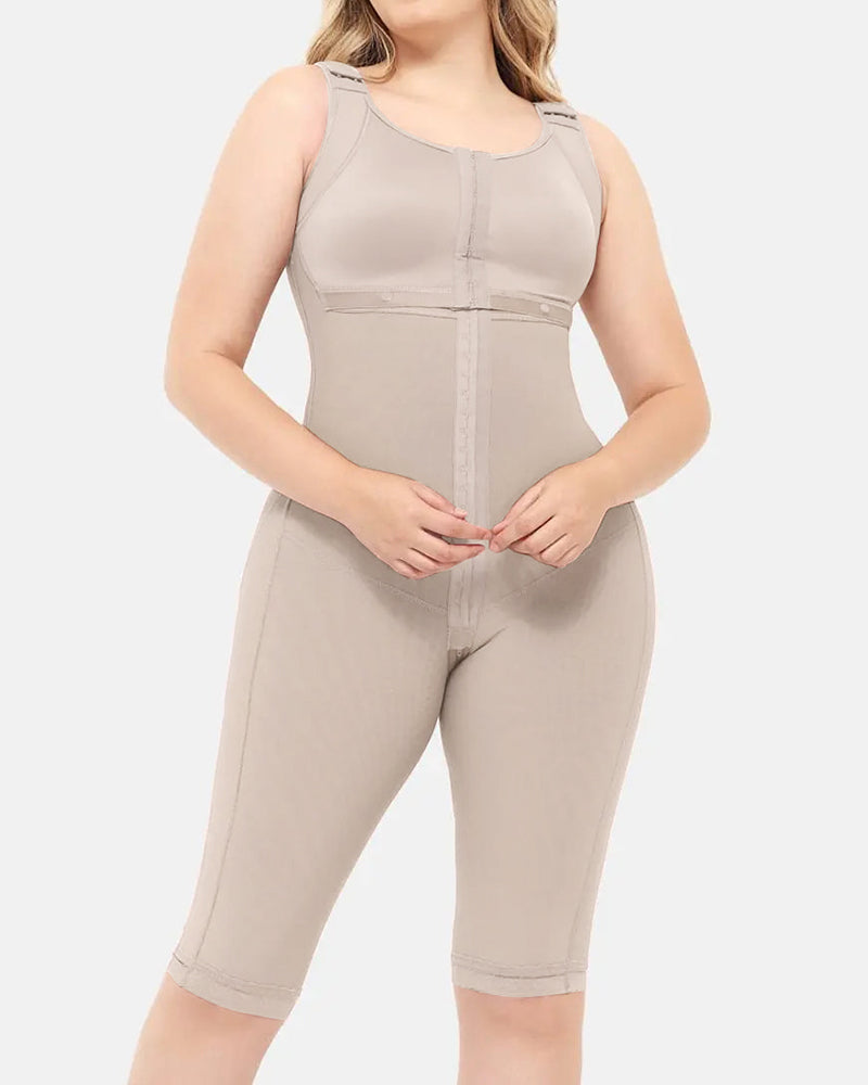 Double Compression Tummy Control Shapewear Faja With Bra Beige
