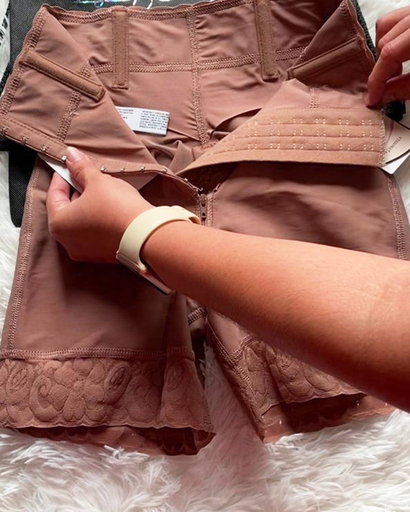 Hook-Eye Closure High Waist Shaping Shorts