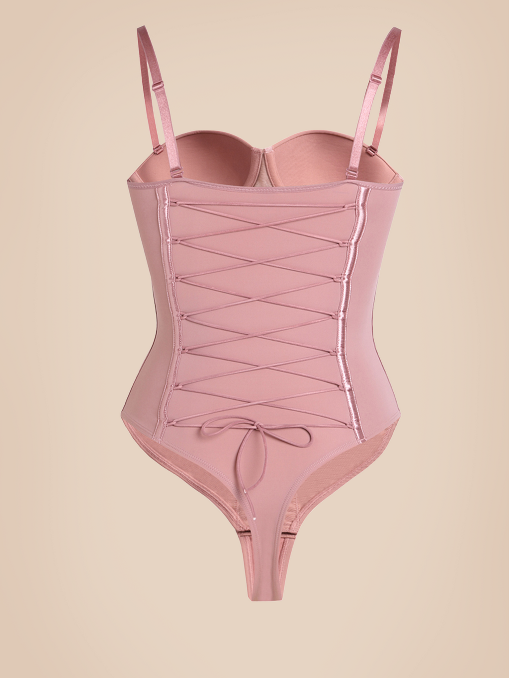 Back Lace-up Thong Seamless Shapewear Bodysuit