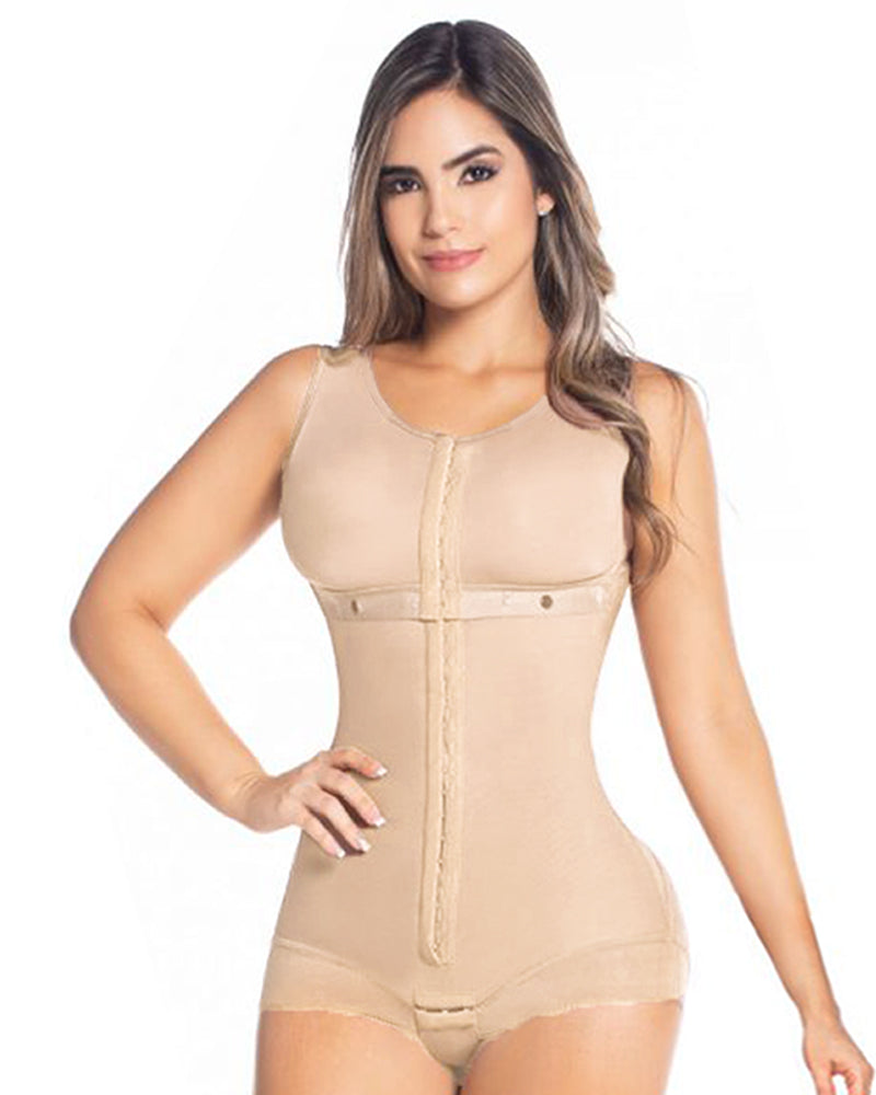 Hook And Eye Closure Breast Support Tummy Control Bodyshaper Beiges