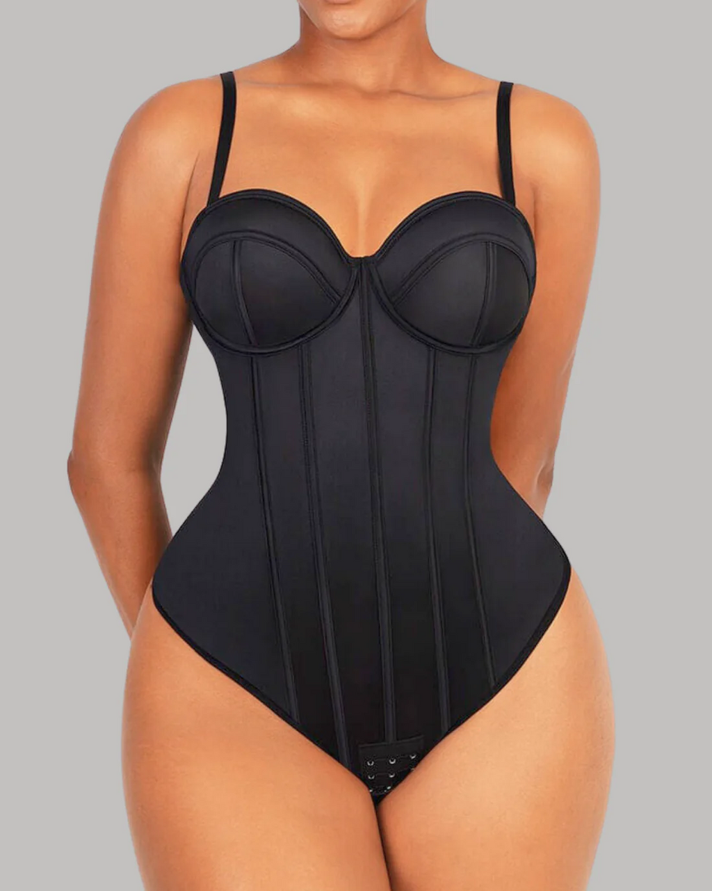 Cupped Strapless Bra-free Bodysuit Shapewear Black