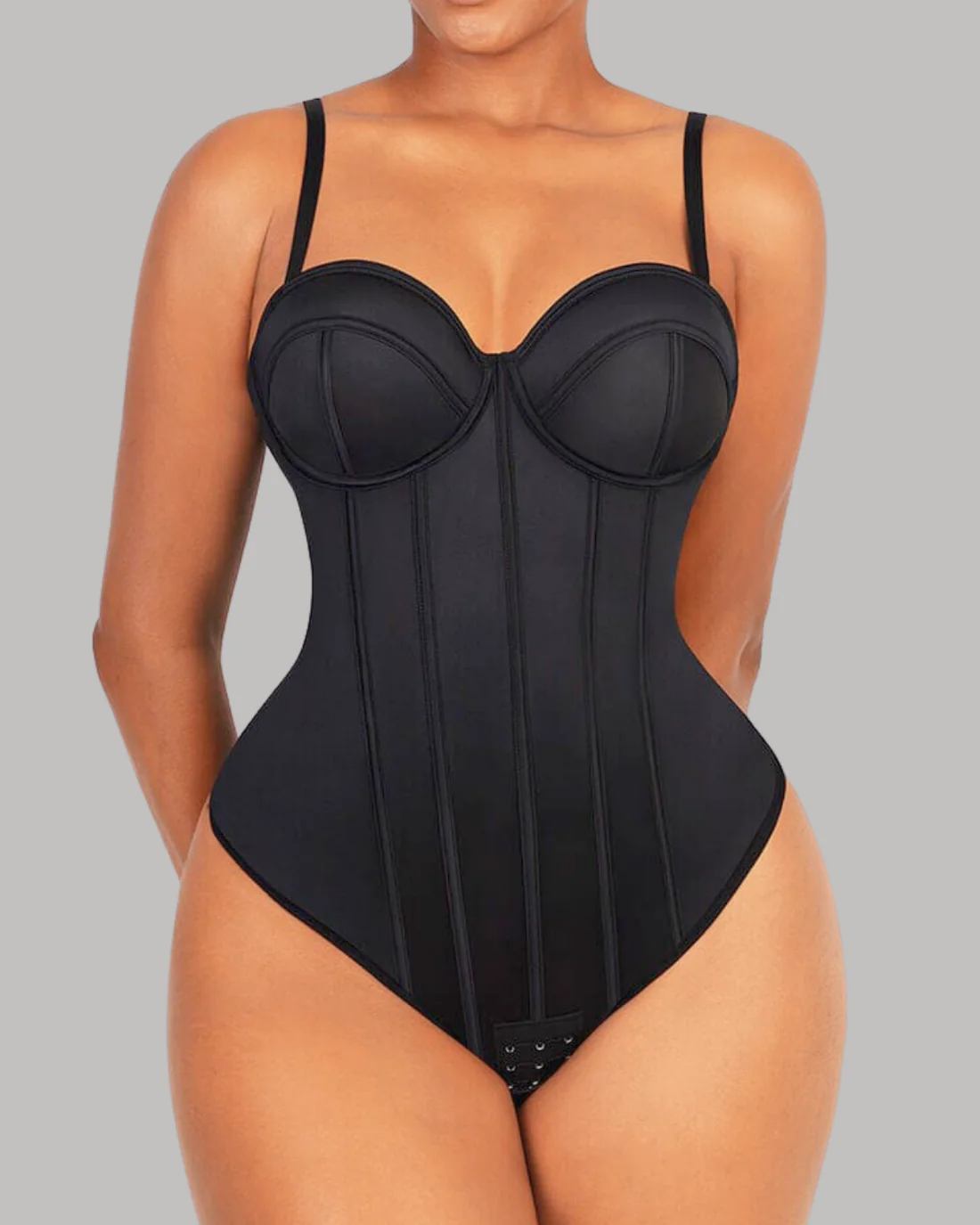 Cupped Strapless Bra-free Bodysuit Shapewear Black