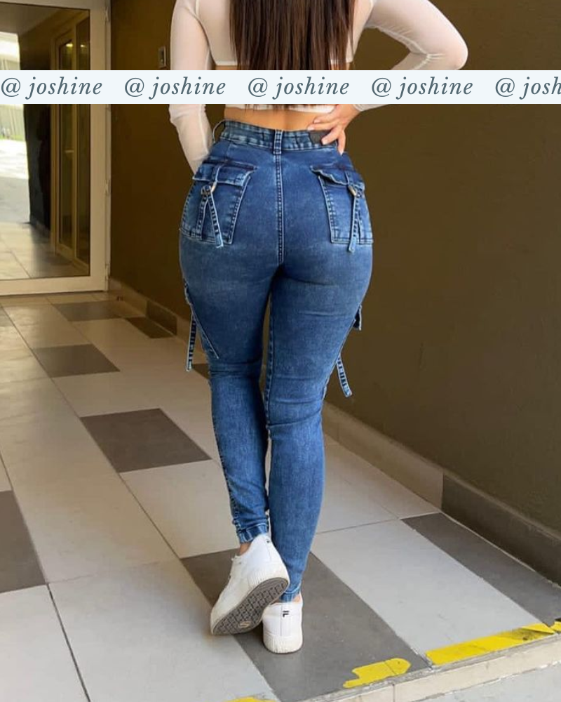 Light Blue Skinny Cargo Jeans