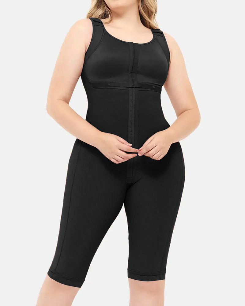 Double Compression Tummy Control Shapewear Faja With Bra Black