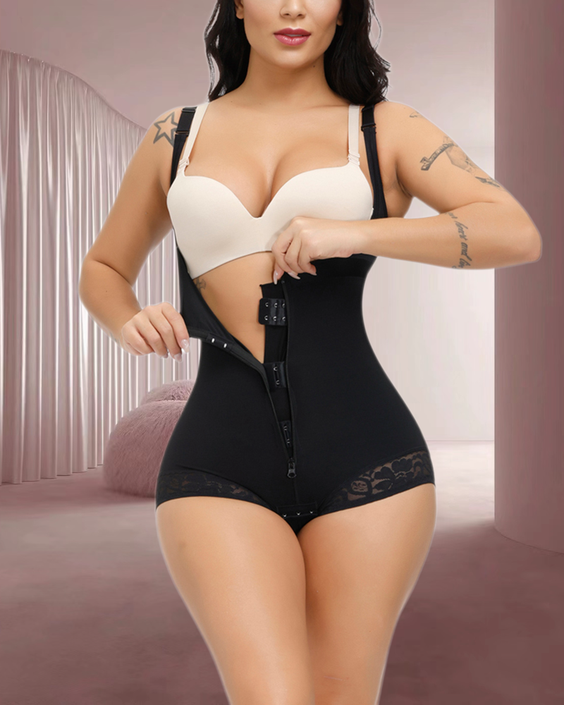 Lace Bodysuit Firm Control Butt Lifter Black