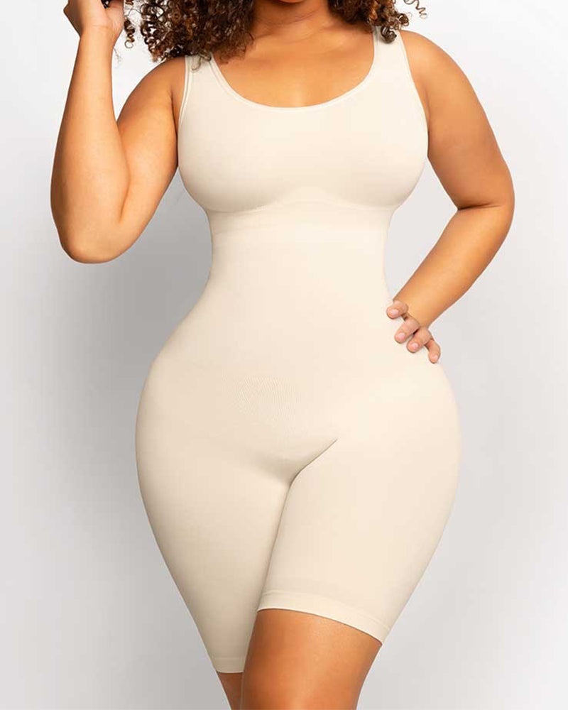 One Piece Tummy Control Seamless Bodysuit Beige