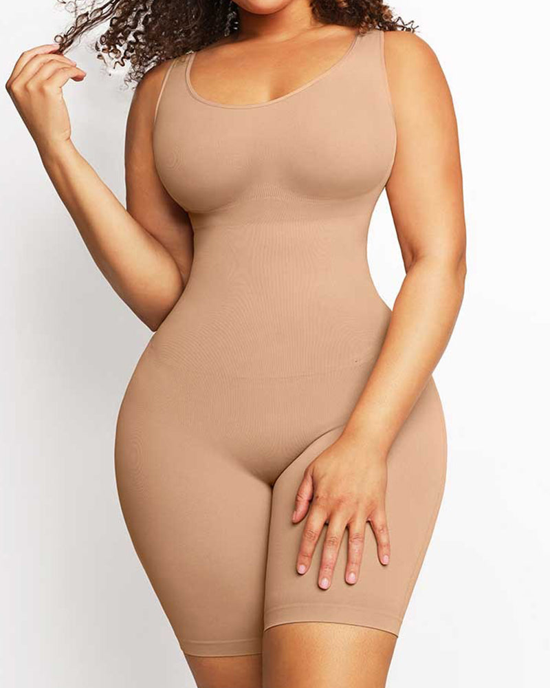 One Piece Tummy Control Seamless Bodysuit Tan